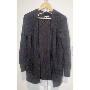 American Eagle Outfitters Women's SZ M Knit Open Cardigan Sweater Y2K Grey